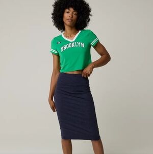 🛍 Offline by Aerie The Hugger Midi Skirt - Hi Rise - Royal Navy Buy2get1 Free